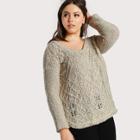 Shein Plus Distressed Hem Knitted Sweater Taupe