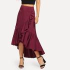 Shein Ruffle Trim Asymmetrical Wrap Skirt
