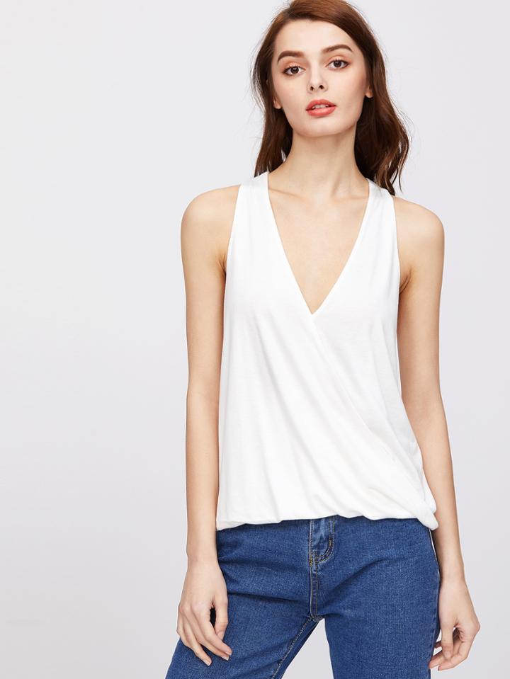 Shein Plunge Neck Loop Back Draped Tank Top
