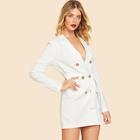 Shein Waist Belted Double Breasted Notch Neck Coat