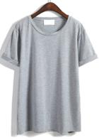 Shein Cuffed Loose Grey T-shirt
