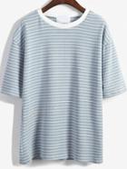 Shein Stripe Dropped Shoulder Ringer Tee