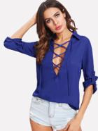 Shein Lace Up Front Solid Top