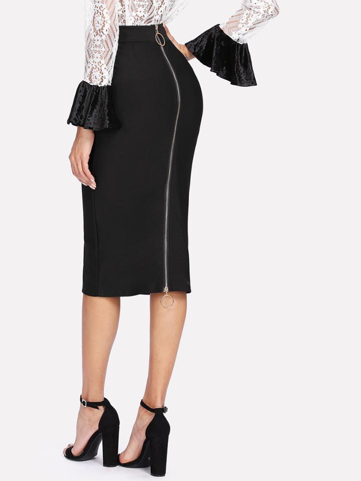 Shein O Ring Zip Pencil Skirt