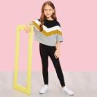 Shein Girls Batwing Sleeve Color Block Top & Pants Set