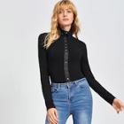 Shein Studded Front Slim Fitted Mock Tee