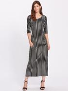 Shein Vertical Striped Split Hem Dress