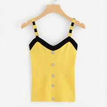 Shein Thick Strap Button Detail Top