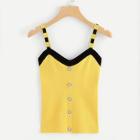 Shein Thick Strap Button Detail Top