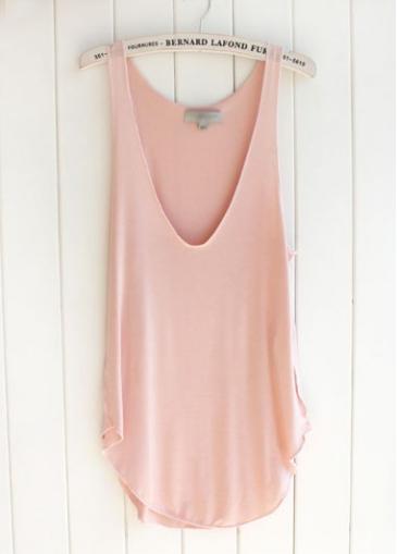 Rosewe Solid Pink V Neck Tank Top