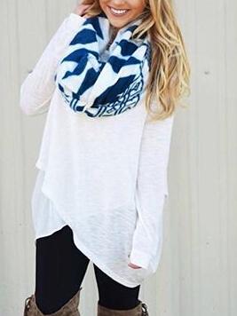 Shein White Long Sleeve Cross Loose Blouse