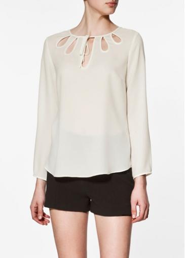 Rosewe Chic Long Sleeve Hollow Design Woman T Shirt White