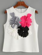 Shein Flower Applique Zip Back Tank Top