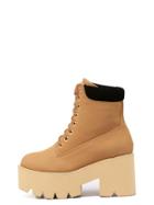 Shein Brown Round Toe Lace Up Platform Boots