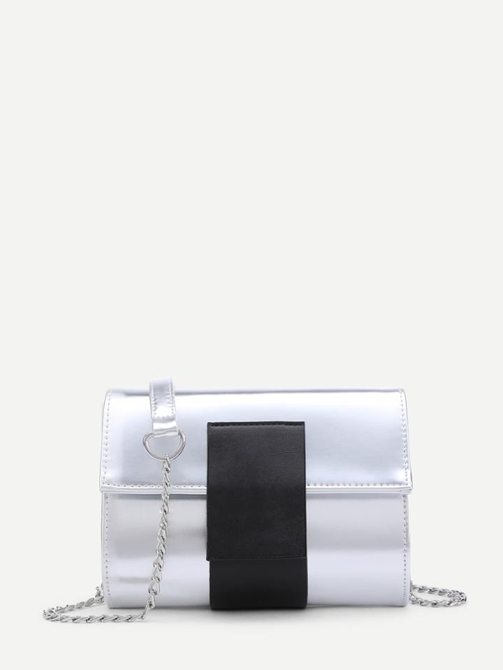 Shein Two Tone Foldover Pu Chain Bag
