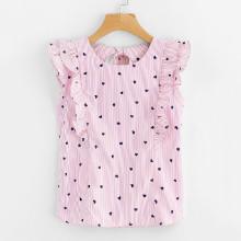 Shein Ruffle Trim Open Back Blouse