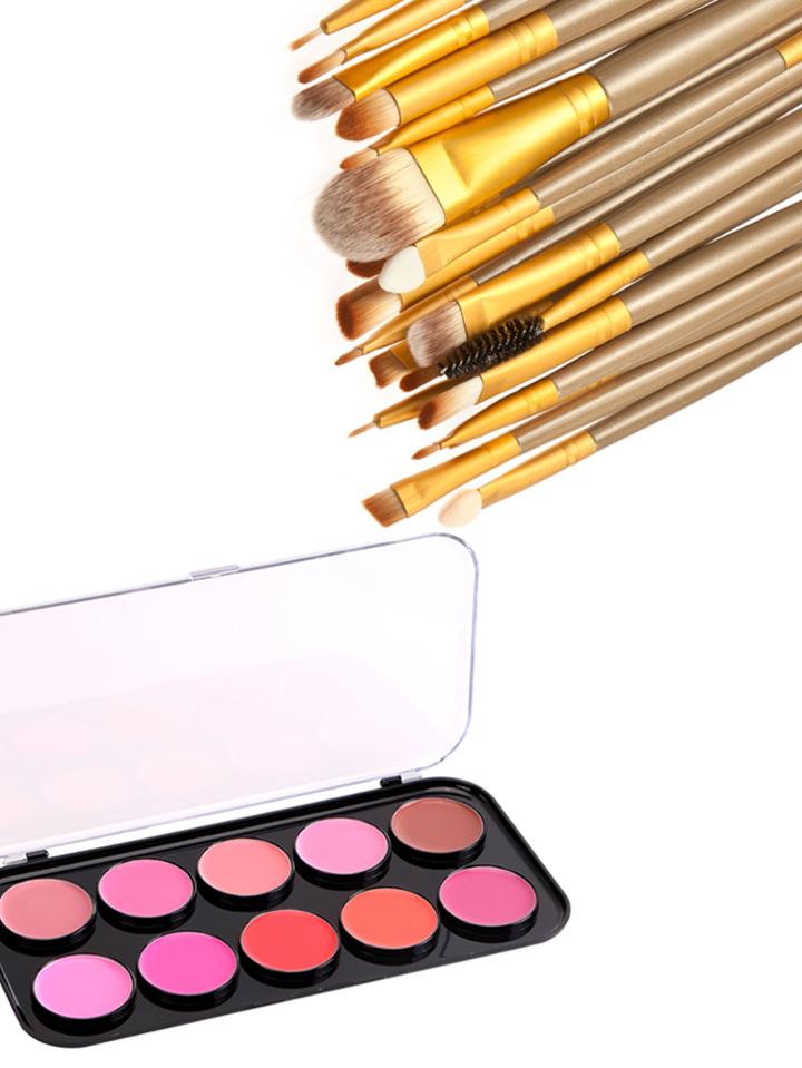 Shein Lip Gloss Palette And Makeup Brush Set