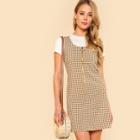 Shein O-ring Zipper Front Plaid Overall Dress