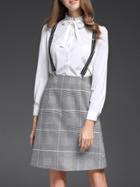 Shein White Bowknot Two-pieces Suspenders Dress