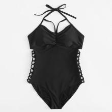 Shein Plus Knot Side Harness Swimsuit