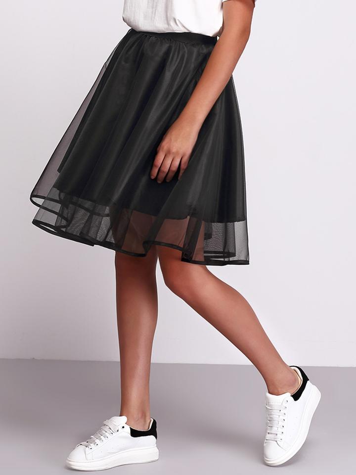 Shein Sheer Mesh Flare Skirt