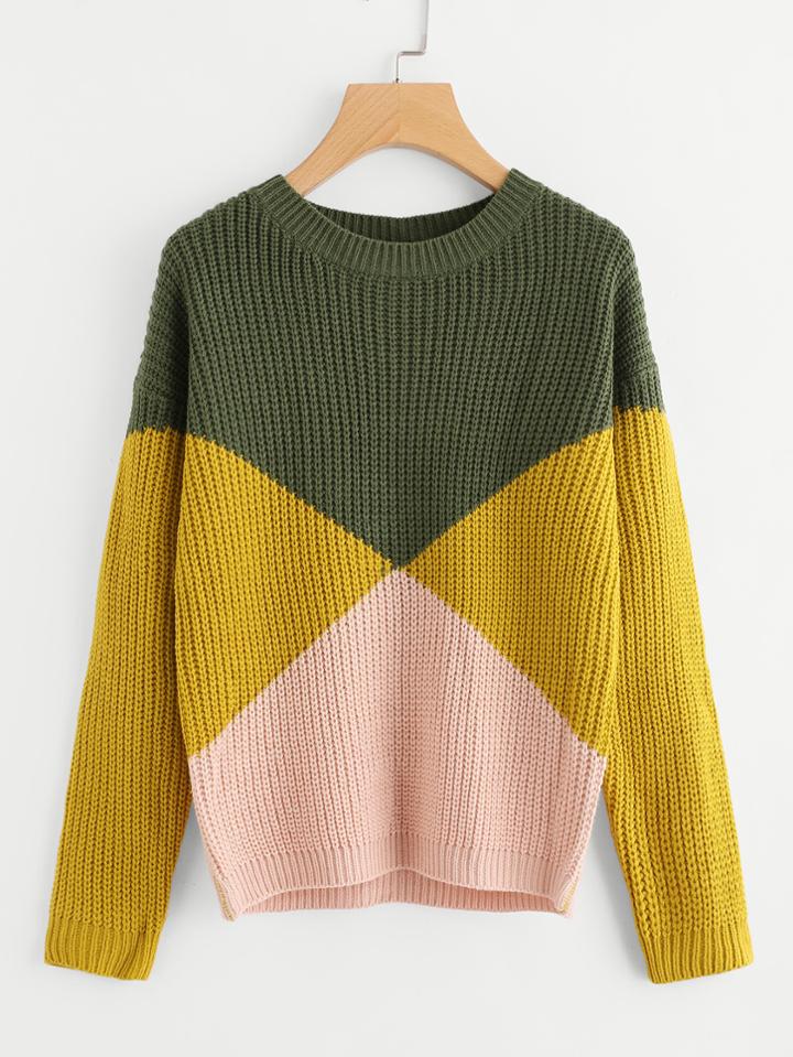 Shein Cut And Sew Chunky Knit Sweater
