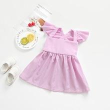 Shein Toddler Girls Surplice Tie Waist Pinstriped Dress