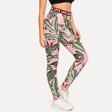 Shein Tropical Print Letter Leggings
