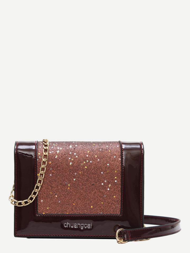 Shein Two Tone Glitter Chain Bag