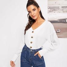Shein Single Breasted Solid Top