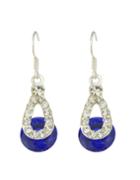 Shein Fashionable Beautiful Blue Shining Long Drop Stone Earrings