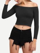 Shein Off-the-shoulder Ribbed Crop Top