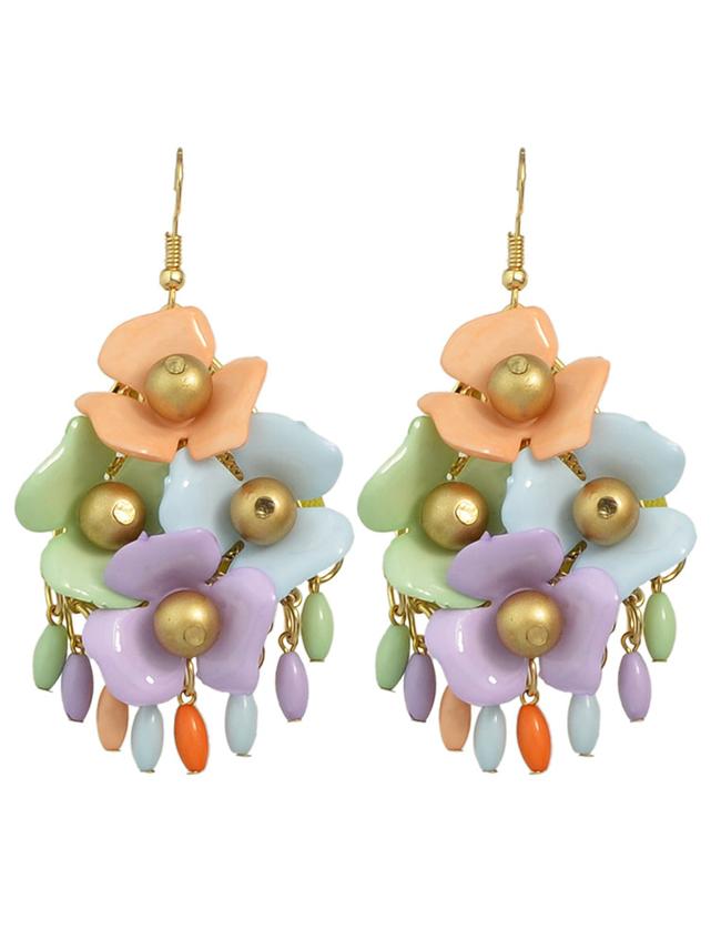Shein Colorful Beads Big Flower Earrings