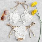 Shein Crochet Flower Velvet Bikini Set