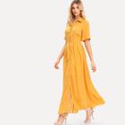 Shein Button Through Box Pleated Shirt Dress