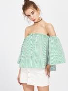 Shein Pinstripes Off The Shoulder Top