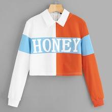 Shein Cut-and-sew Letter Crop Sweatshirt