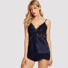 Shein Lace Trim Cutout Back Cami Pj Set