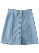 Shein Buttons Front Denim A-line Skirt