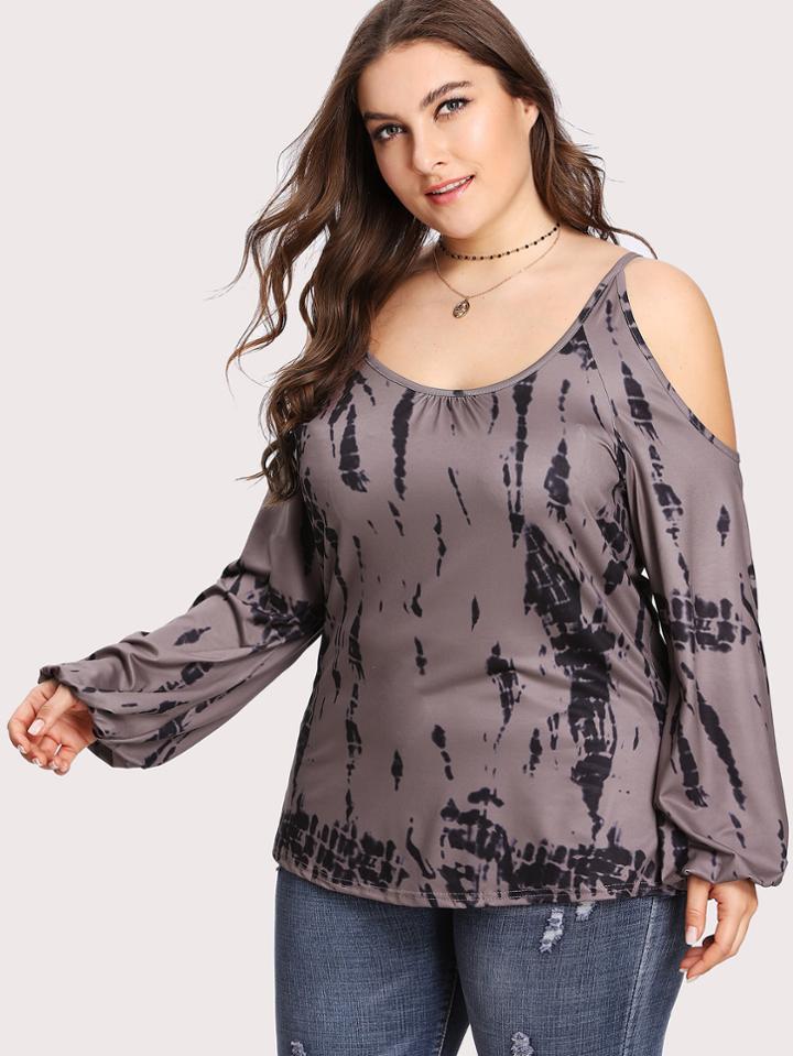 Shein Tie Dye Cold Shoulder Tee