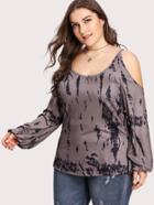 Shein Tie Dye Cold Shoulder Tee