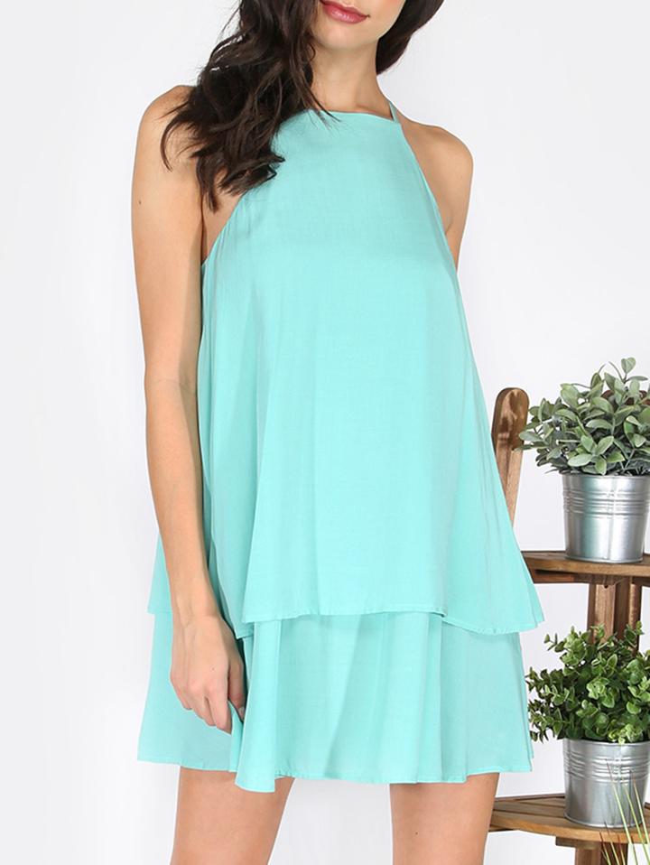 Shein Green Spaghetti Strap Shift Dress