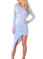Rosewe Hollow Design Blue High Low Dress