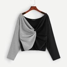 Shein Twist Front Two Tone Sweatshirt