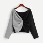 Shein Twist Front Two Tone Sweatshirt