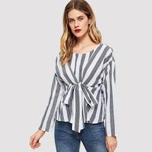 Shein Two Tone Knot Front Blouse