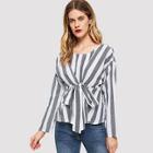 Shein Two Tone Knot Front Blouse