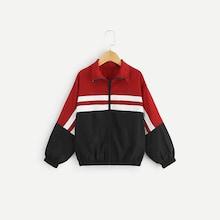 Shein Girls Zip Up Color-block Jacket