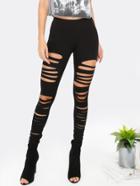 Shein Slashed Jersey Leggings Black