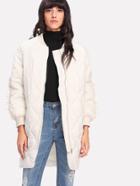 Shein Frill Trim Quilted Padded Coat